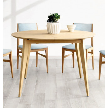 MESA DE COMEDOR REDONDA FIJA O EXTENSIBLE MADERA - ROBLE