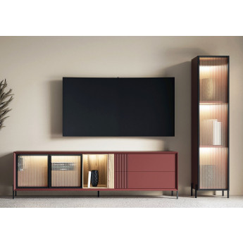 COMPOSICIÓN MUEBLES DE SALÓN CON MUEBLE TV Y VITRINA DE UNA PUERTA