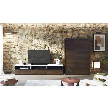 CONJUNTO DE MUEBLE TV Y VITRINA CON GRAN CAPACIDAD DE ALMACENAJE