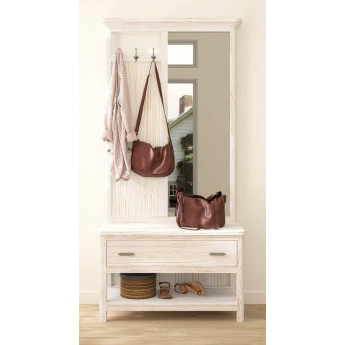 MUEBLE DE ENTRADA CON 1 CAJÓN, PERCHAS Y ESPEJO