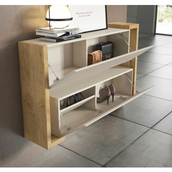 MUEBLE ZAPATERO DE DISEÑO CON 2 PUERTAS ABATIBLES MADERA - ROBLE