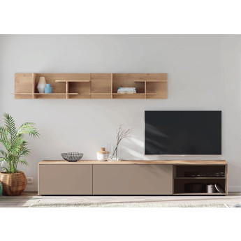 MUEBLE BAJO PARA TELEVISIÓN MODERNO CON ESTANTERÍA DE PARED OPCIONAL