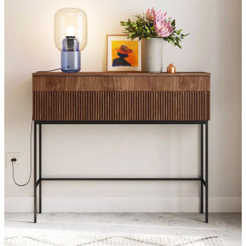 MUEBLE RECIBIDOR DE DISEÑO CON PUERTA Y ESTRUCTURA DE METAL