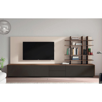 MUEBLE MODULAR DE TELEVISIÓN CON PANEL Y ESTANTERÍA DE DISEÑO