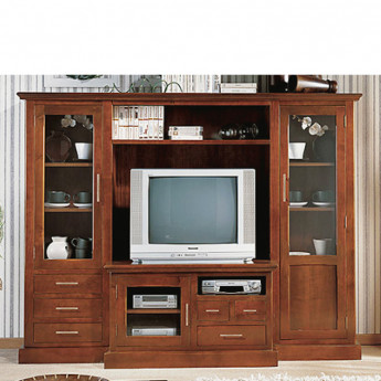 MUEBLE DE TELEVISIÓN CLÁSICO EN MADERA - CEREZO