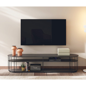 MESA PARA TELEVISIÓN CON ESTRUCTURA METÁLICA Y ESTANTES