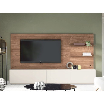MUEBLE BAJO PARA TELEVISIÓN CON PANEL SUPERIOR Y DOS PRÁCTICOS ESTANTES