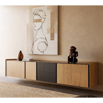 APARADOR BAJO DE DISEÑO CONTEMPORANEO MADERA DE FRESNO