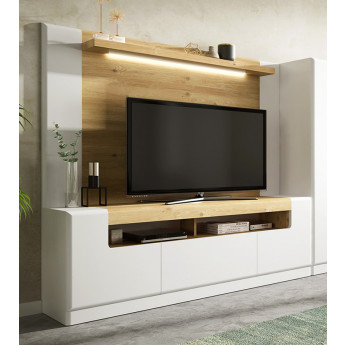 MUEBLE TELEVISIÓN MODERNO CON TRASERA EN CHAPA MADERA ROBLE - DM