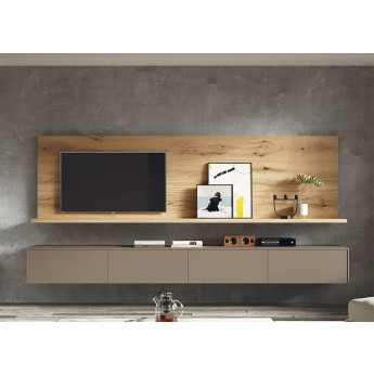 MUEBLE DE TV SUSPENDIDO CON PANEL SUPERIOR Y ESTANTE ALARGADO