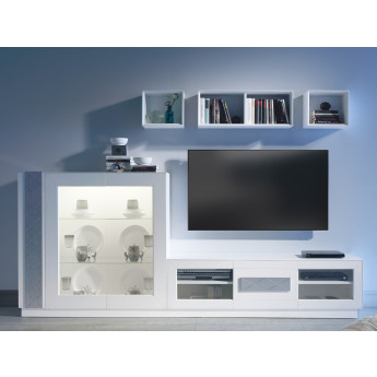 MUEBLE DE SALÓN CON VAJILLERO Y MÓDULOS CUADRADOS - DM