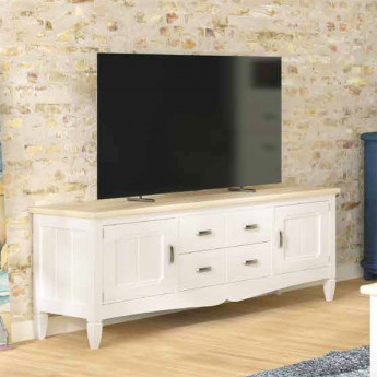 MUEBLE TELEVISIÓN 2 CAJONES Y 2 PUERTAS MADERA ORIGEN SOSTENIBLE