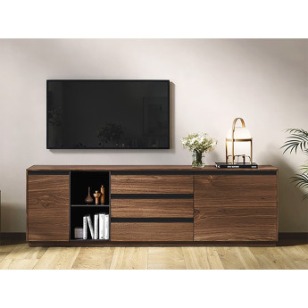 MUEBLE DE TELEVISIÓN CON CAJONES, PUERTAS Y MÓDULO CON ESTANTE