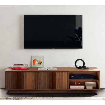 MUEBLE DE TV DE DISEÑO CON PUERTAS Y HUECO CON BALDAS - DM