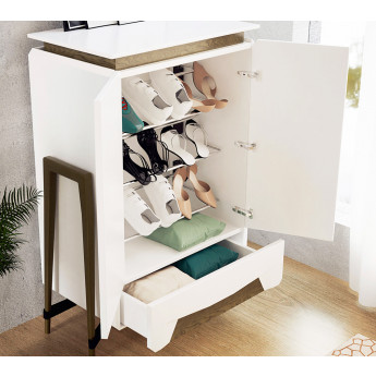 MUEBLE ZAPATERO DE DISEÑO NÓRDICO CON 2 PUERTAS Y 1 CAJÓN - DM