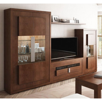 MUEBLE PARA SALÓN CON VITRINA 2 PUERTAS MADERA