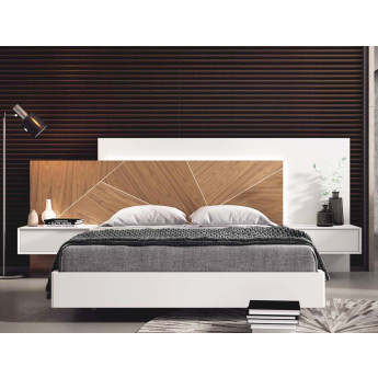 DORMITORIO DE DISEÑO MINIMALISTA CON PANEL QUE INCORPORA MARQUETERÍA