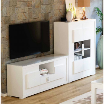 ELEGANTE CONJUNTO DE MUEBLES DE SALÓN CON VITRINA BAJA Y MUEBLE TV