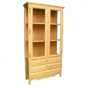 VITRINA CON 2 PUERTAS + 3 CAJONES - PINO