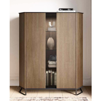 VAJILLERO CON 2 PUERTAS Y BASE METÁLICA IDEAL PARA SALÓN MODERNO