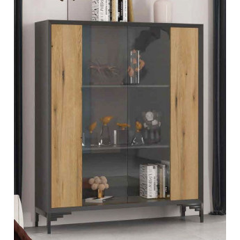 VITRINA VAJILLERO MODERNO CON 2 PUERTAS Y PATAS METÁLICAS OPCIONALES