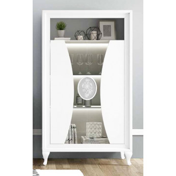 VITRINA DE MADERA CON 2 PUERTAS CRISTAL