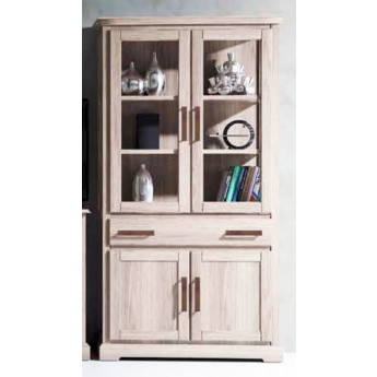 VITRINA SALÓN CON 1 CAJÓN Y 4 PUERTAS MADERA - PINO