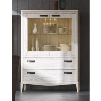 VITRINA MODERNA Y ELEGANTE CON 2 PUERTAS Y 2 CAJONES MADERA