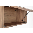 Detalle interior y compas hidraulico mueble alto colgado nogal