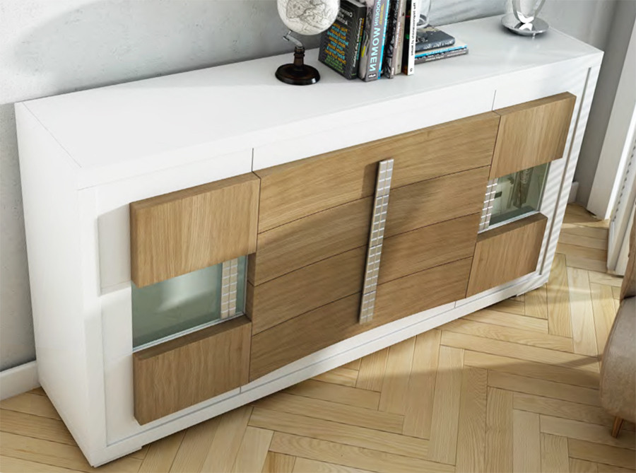 Aparador de diseño con 2 puertas y 4 cajones en madera de calidad