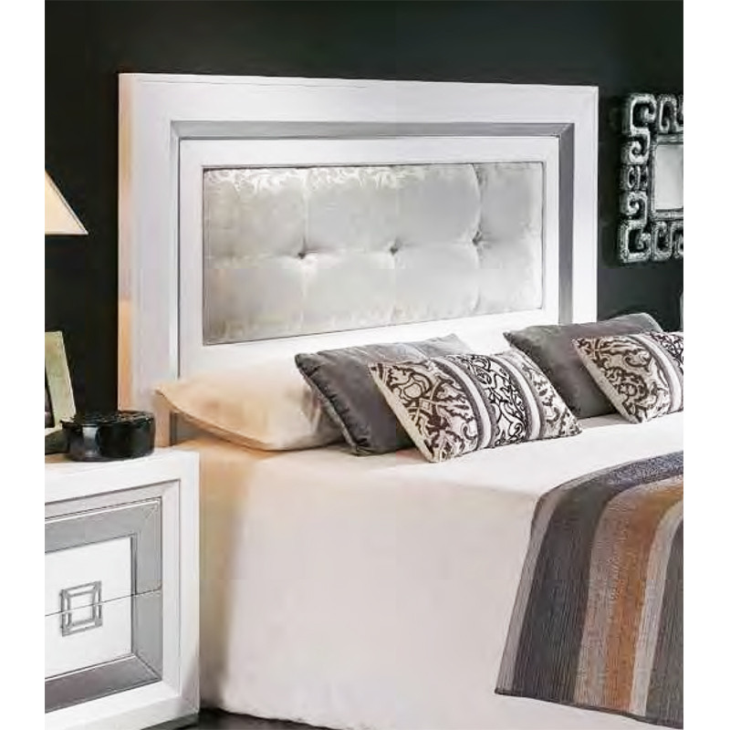 Dormitorio de matrimonio con cabezal madera y con tela a elegir
