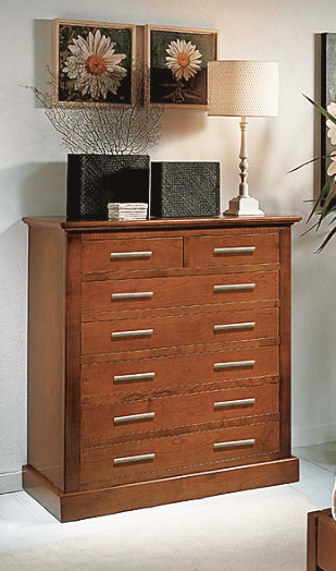 Cómoda de Dormitorio con 7 Cajones en Madera de Cerezo