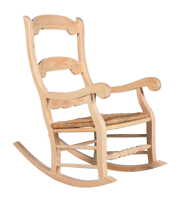 Mecedora Modelo Caracola en Madera y con Asiento de Enea