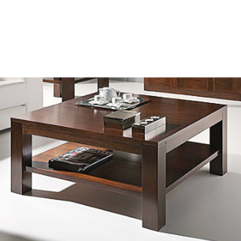 Mesa de Centro con Revistero en Madera Maciza de Nogal