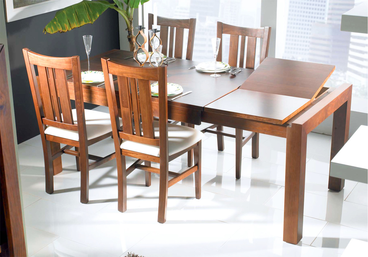 Mesa de comedor extensible en madera maciza de pino Mesa de comedor extensible en madera maciza de pino