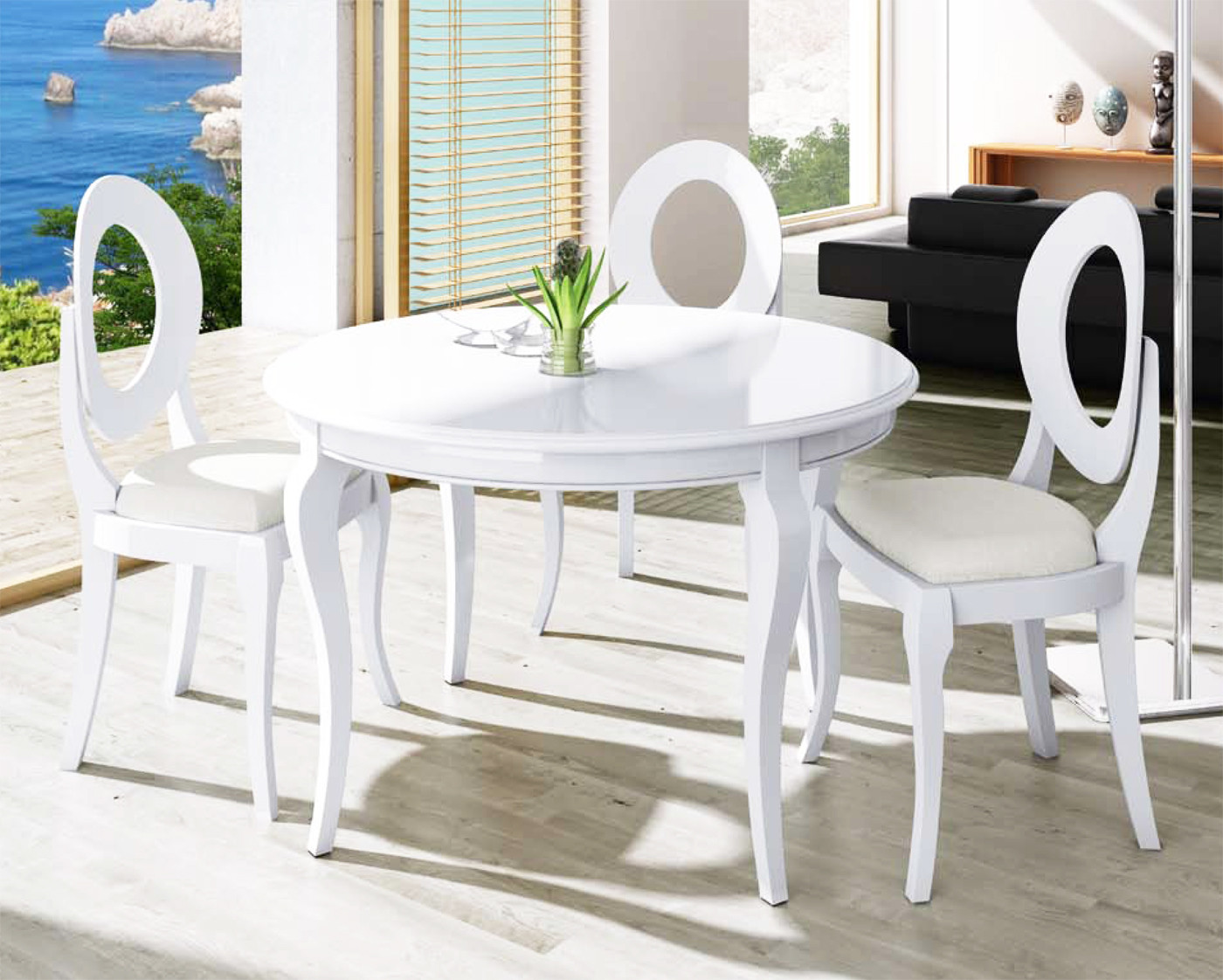 Mesa de comedor redonda extensible con un auxiliar libro Mesa de comedor redonda extensible con un auxiliar libro