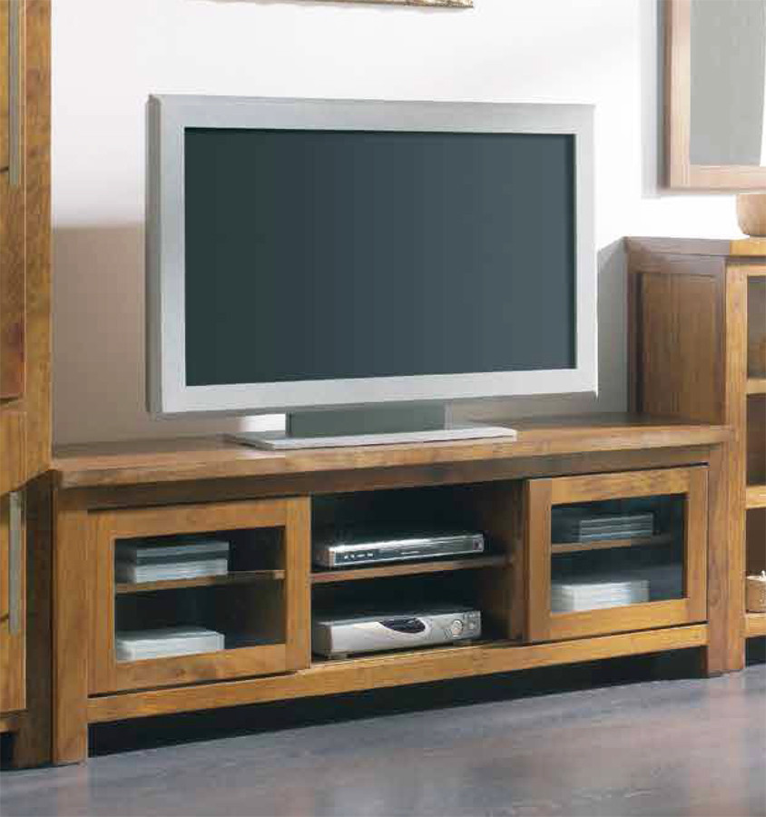 Mueble de televisión bajo y con 2 puertas correderas