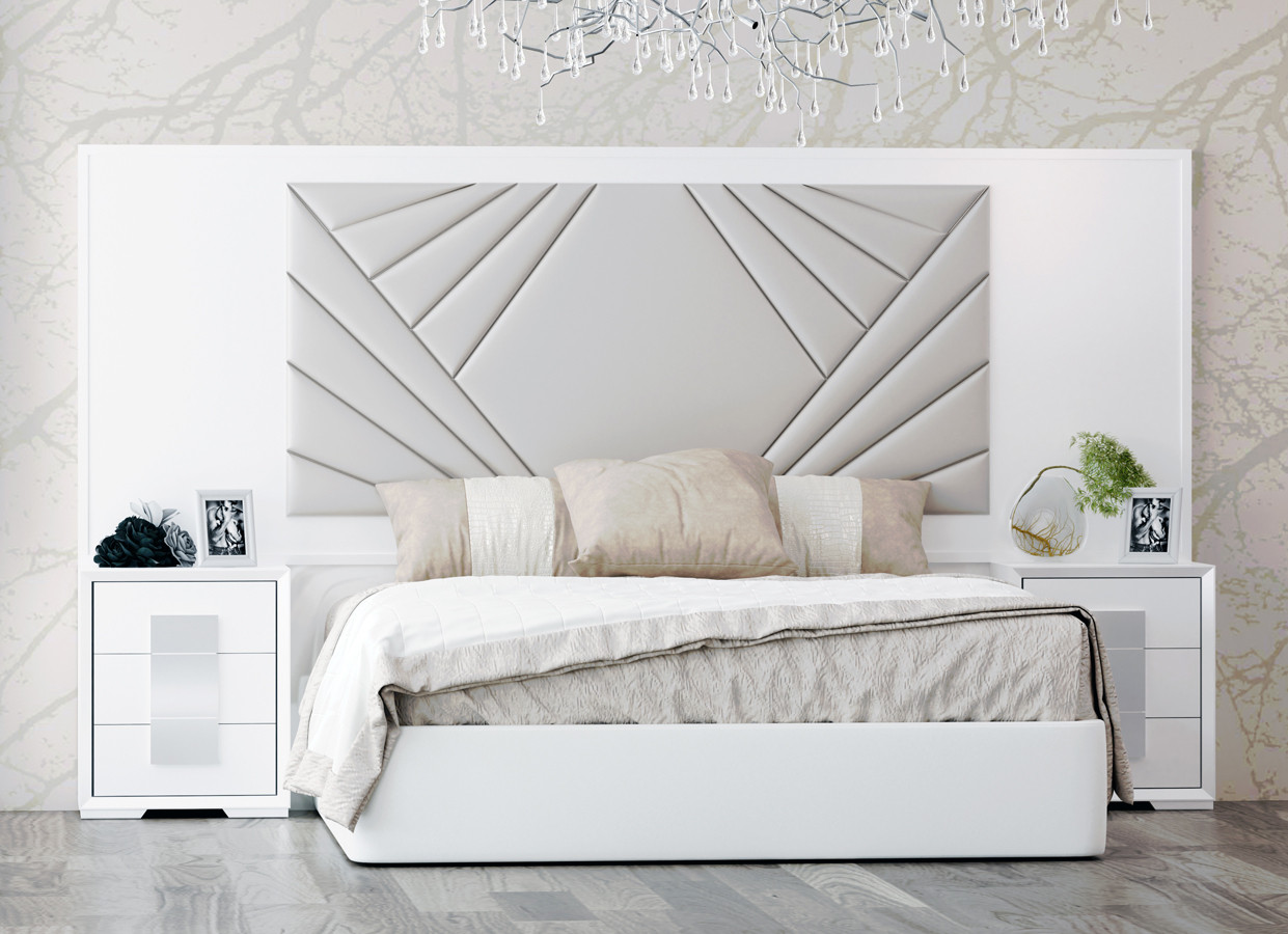 MOBILIARIO DE DORMITORIO con mesillas y cabecero en madera de calidad