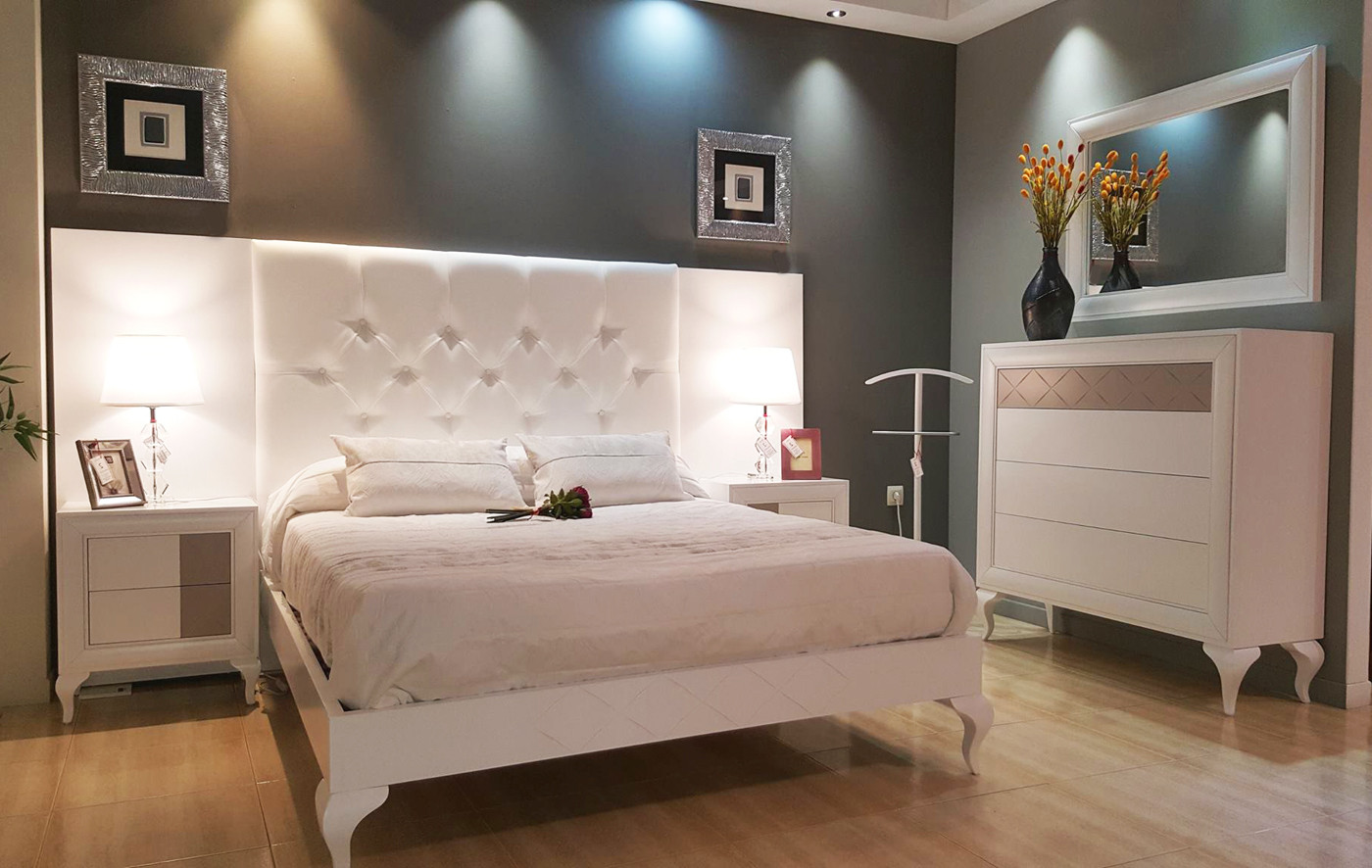 ▷ DORMITORIO CON MUEBLES DE DISEÑO Y CABECERO CORRIDO LUCES LED