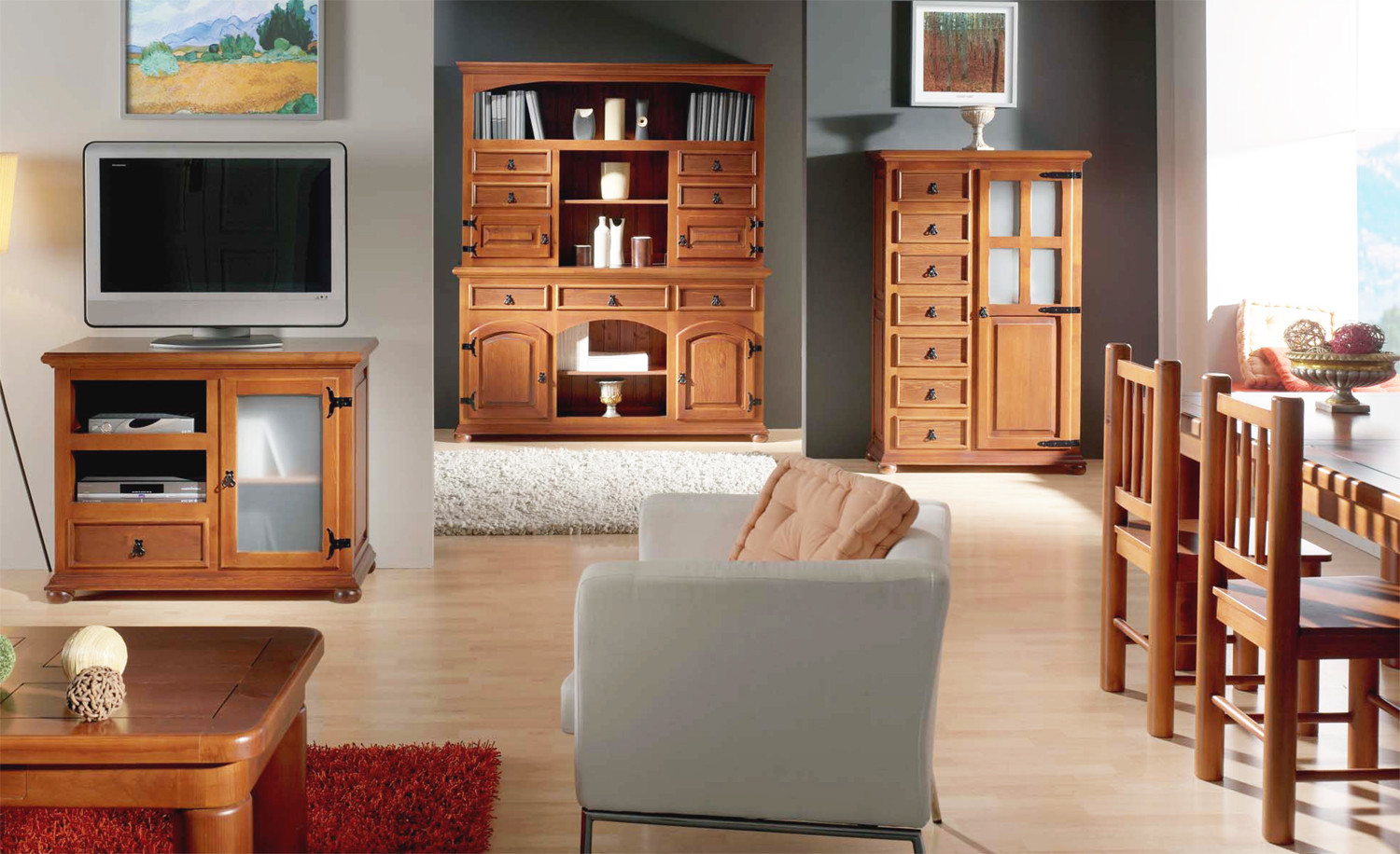 Mueble televisión estilo Mexicano en madera maciza