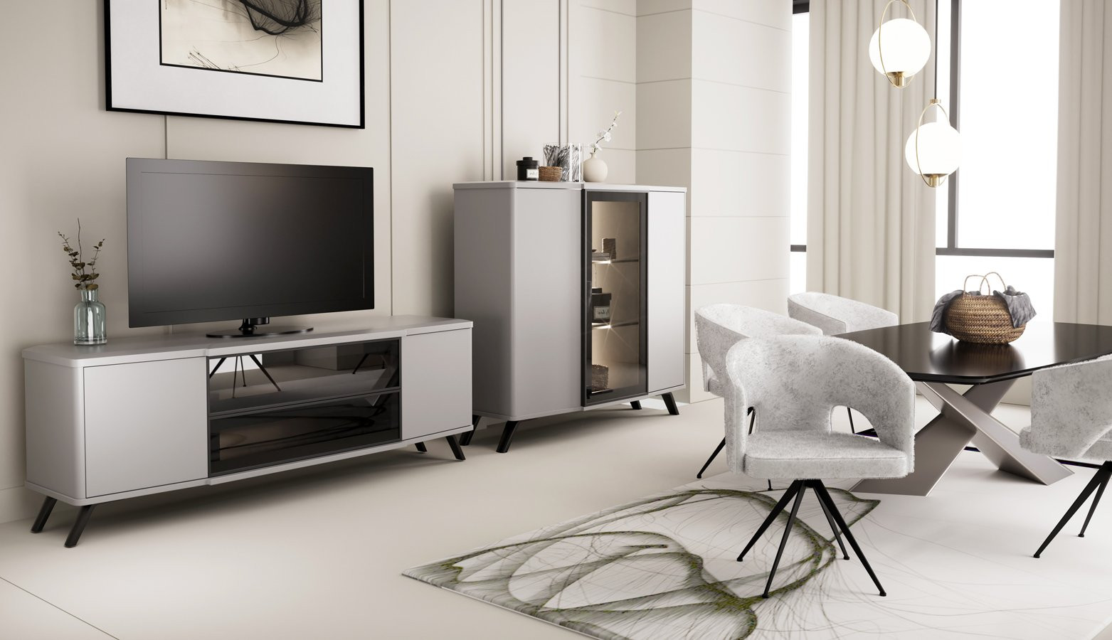 Mueble Para TV Hasta 55" Con 2 Puertas Gris Oslo – Muebles