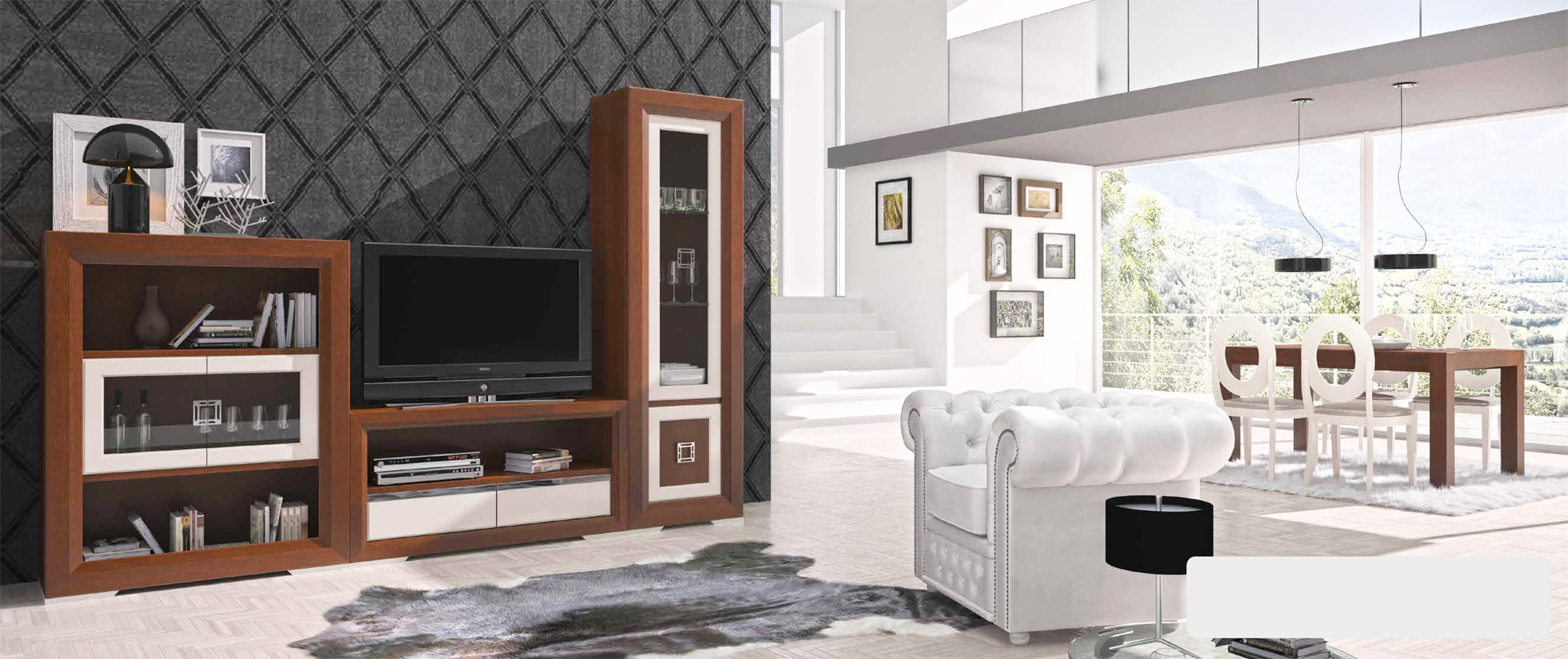 Vitrina auxiliar con 1 puerta de cristal para salones modernos - Salon Estilo Contemporaneo 099 Hh 2