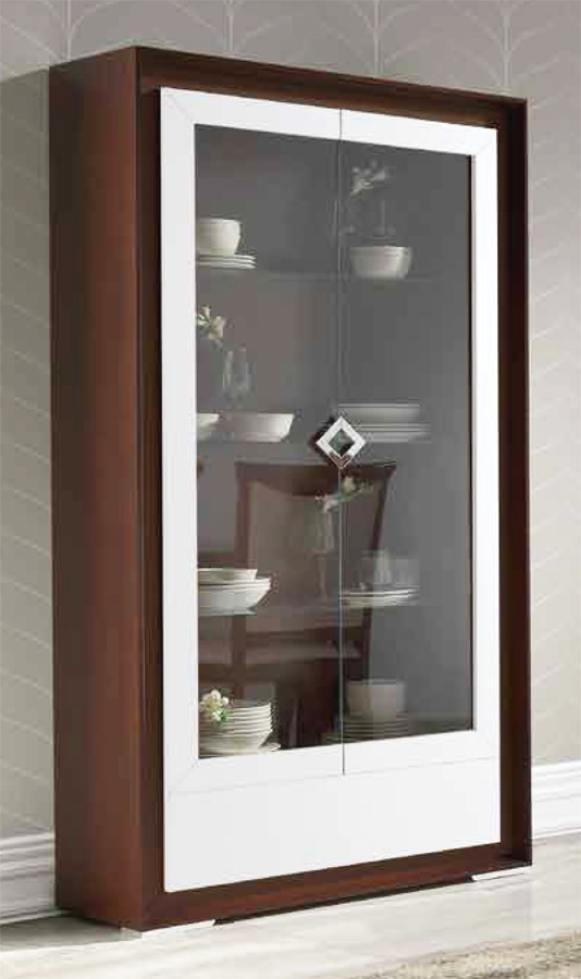 Vitrina con 2 puertas y 1 cajón para salones clásicos