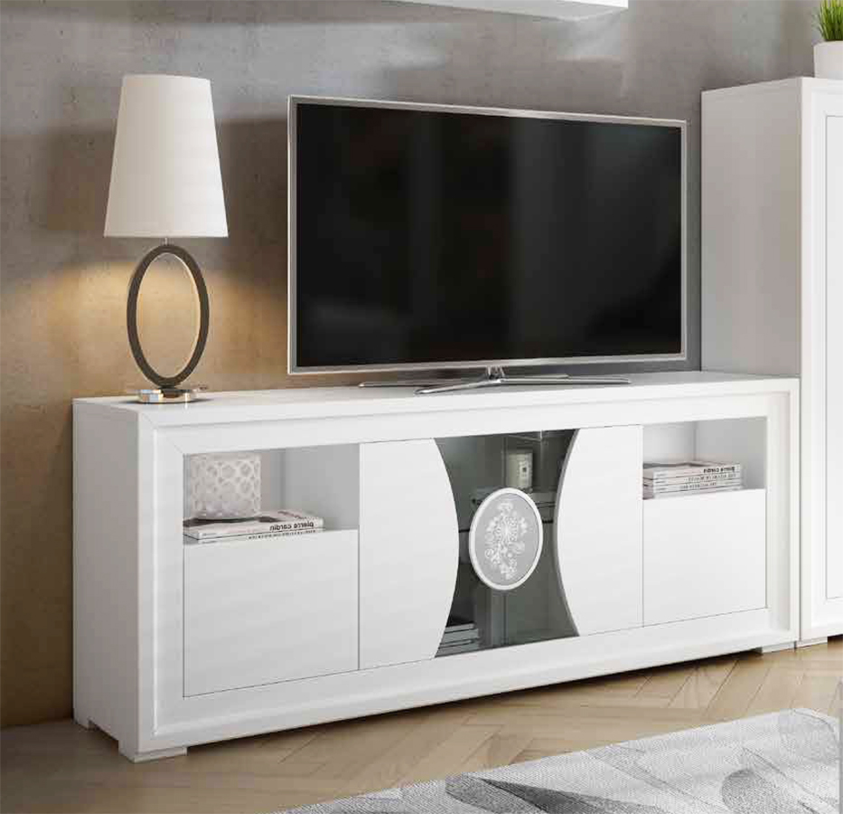 Colección de mobiliario con mueble televisión y librero con baldas en  madera de calidad