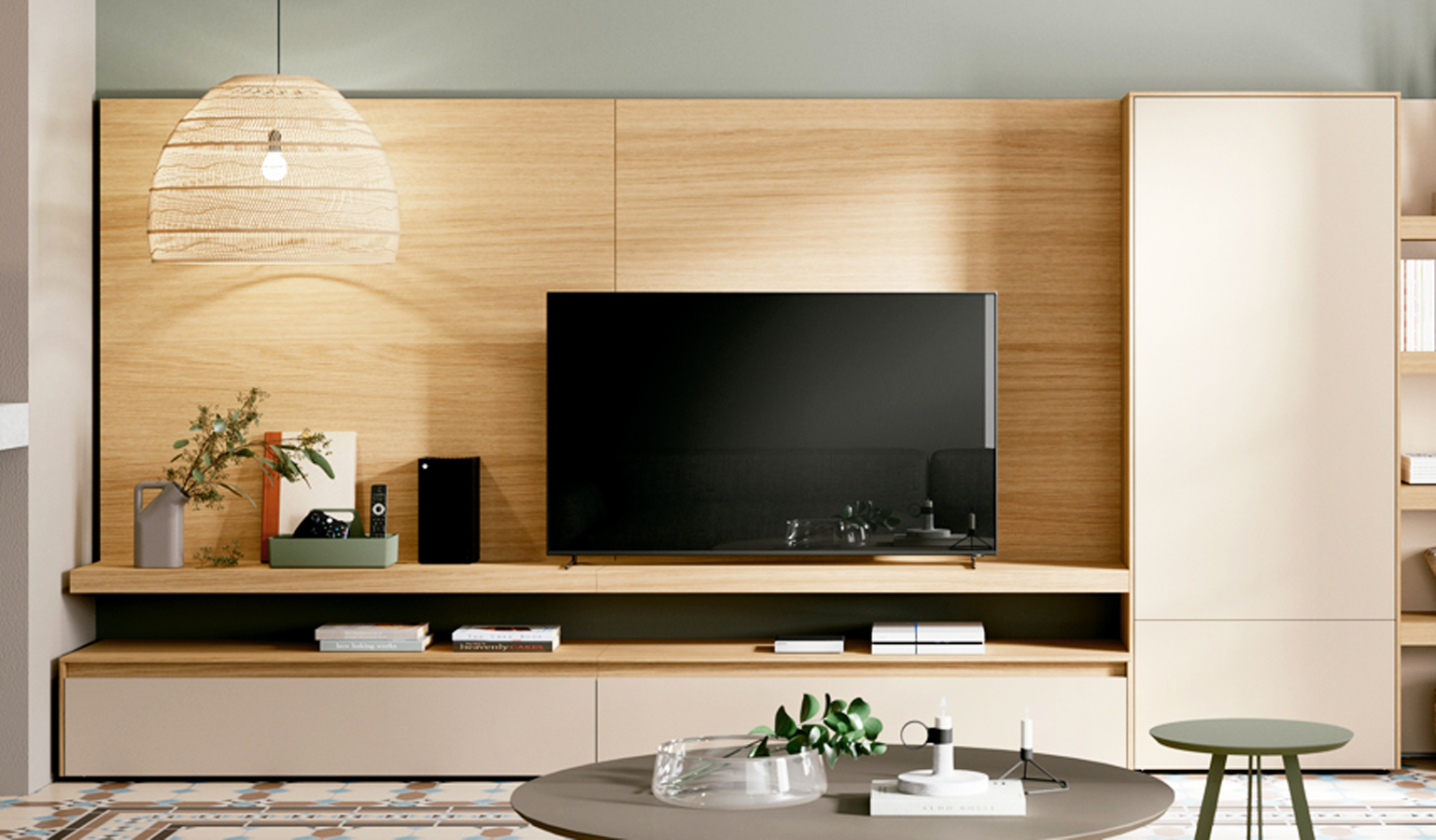 Mueble de TV de roble 180 cm - Mobiliario de almacenaje de salón