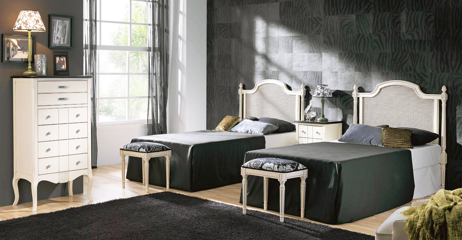 Dormitorio con muebles estilo vintage. Vía tudecora.com